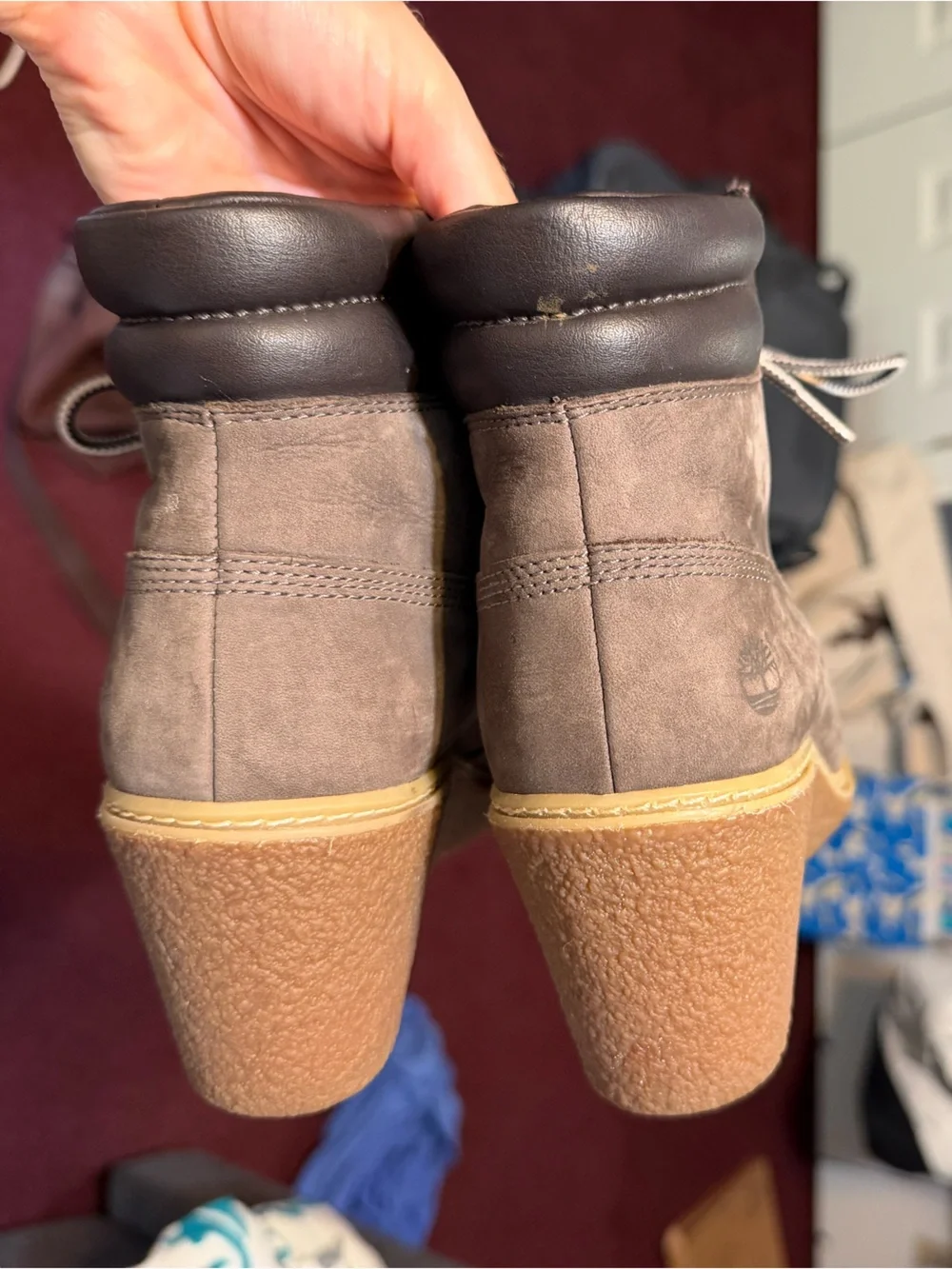 Timberland Women's Gray Lace-Up Winter Boots with Wedge!